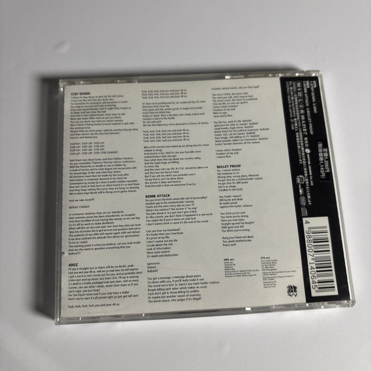 DBX / STS – Bomb Attack / Step Down (CD, 1995) crcp-8 Japan