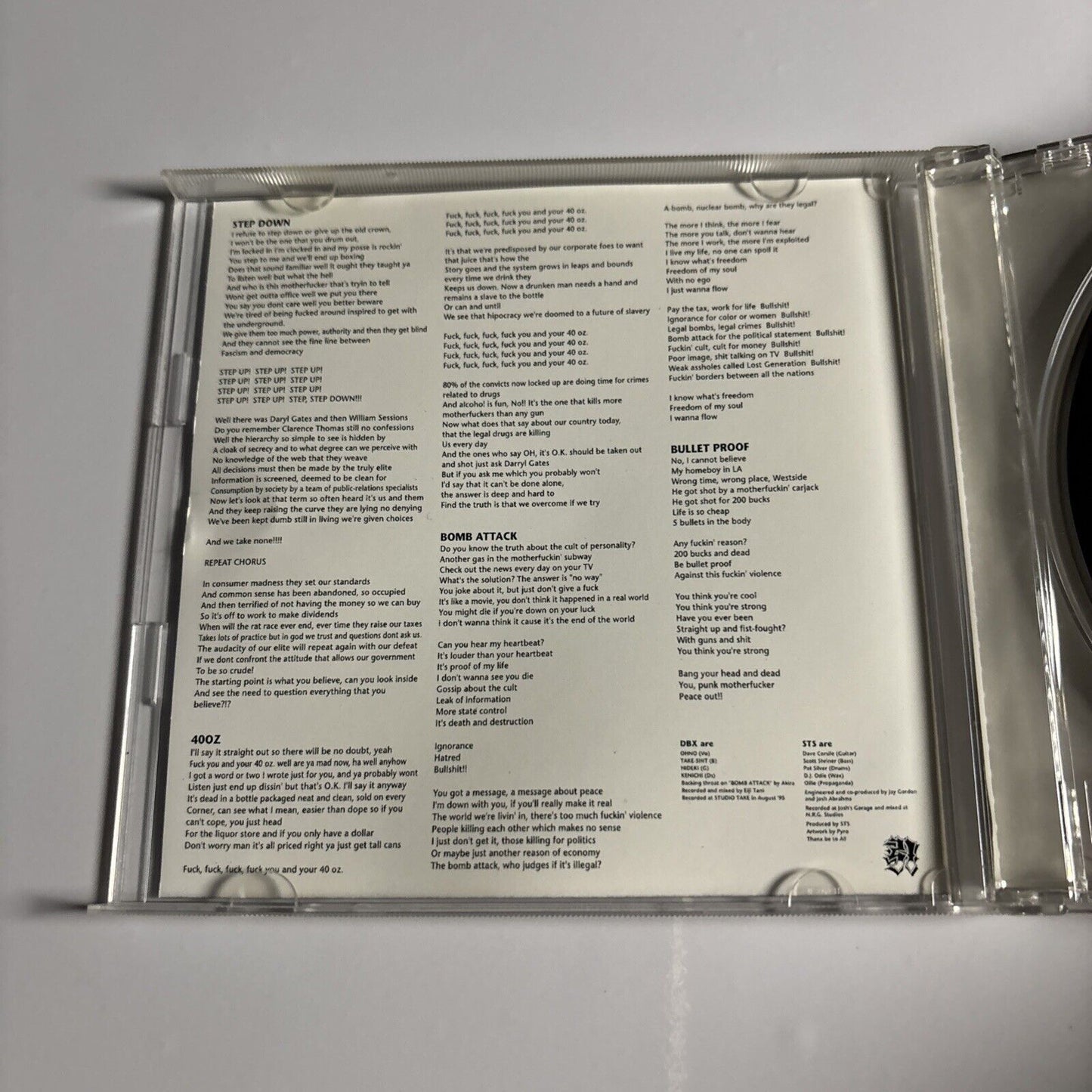 DBX / STS – Bomb Attack / Step Down (CD, 1995) crcp-8 Japan