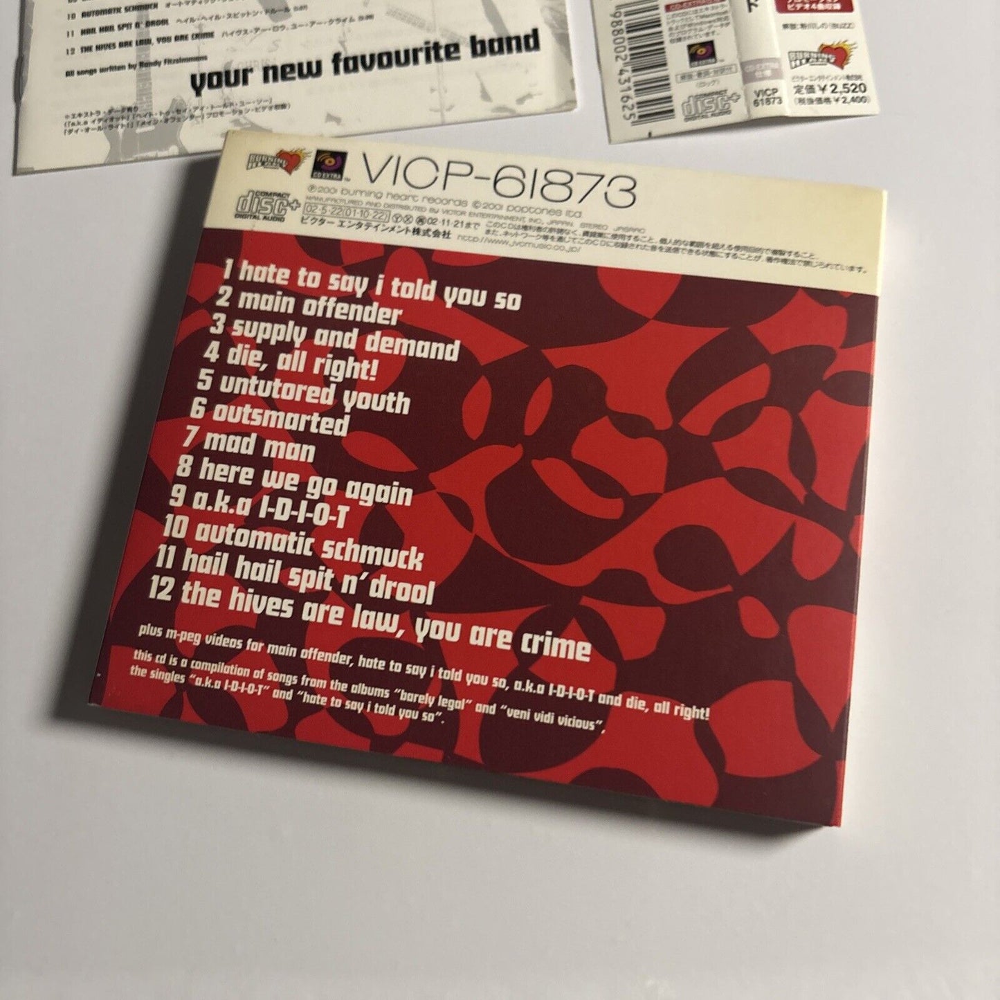 The Hives – Your New Favourite Band (CD, 2002) vicp-61873 Japan obi, digipak