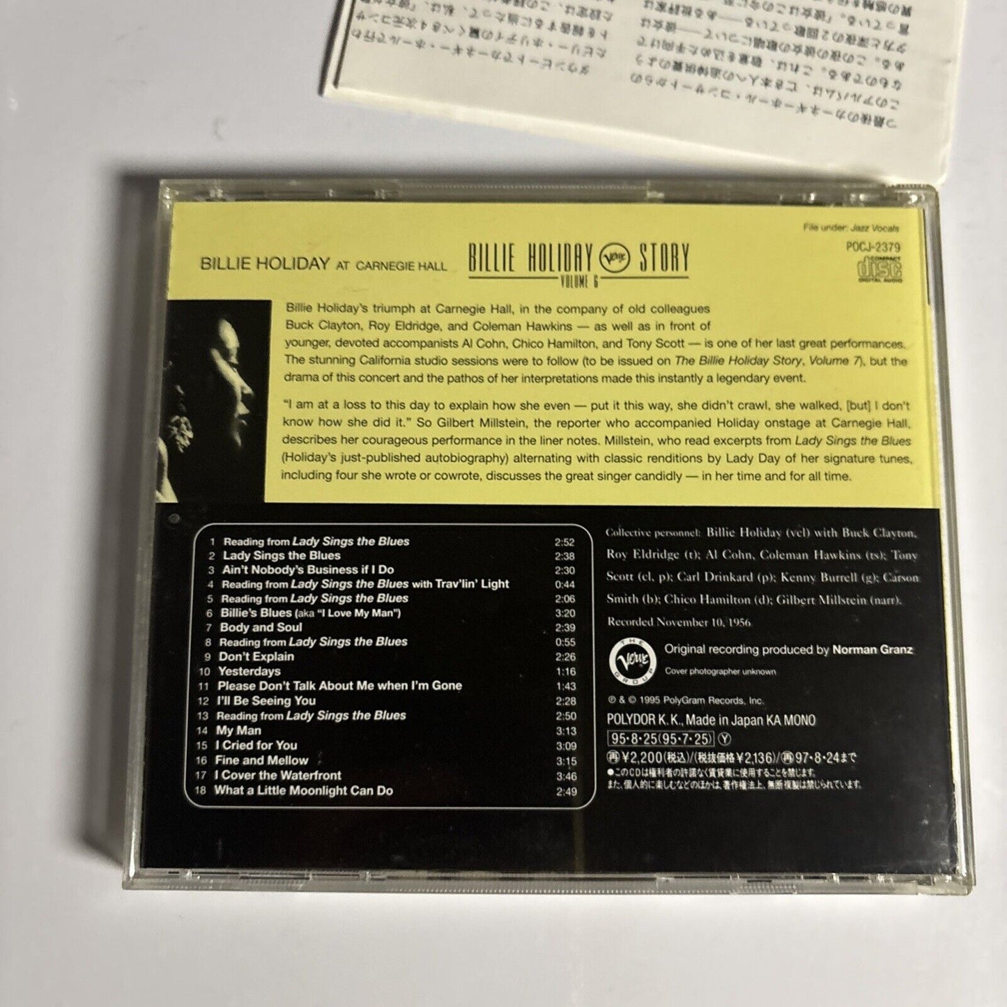 The Essential Billie Holiday - Carnegie Hall Concert (CD, 1990) pocj-2379 Japan