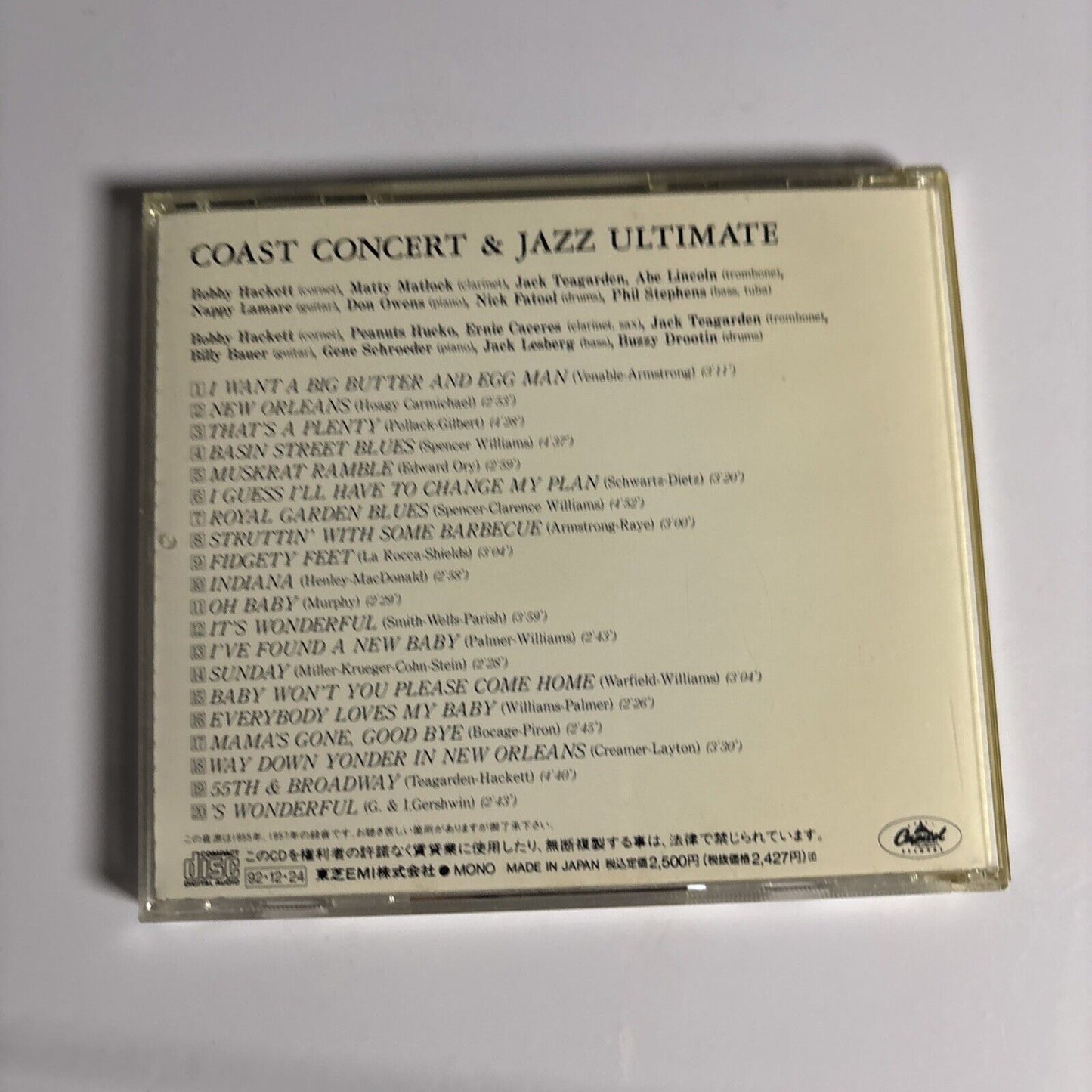 Bobby Hackett And His Jazz Band – Coast Concert / Jazz Ultimate (CD, 1992) Japan