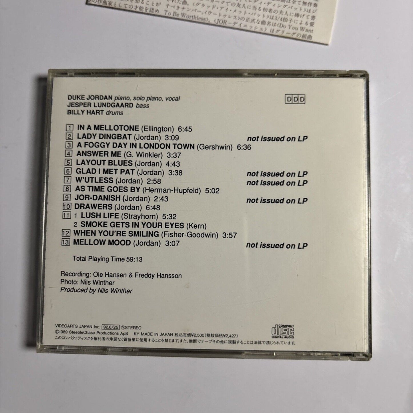 Duke Jordan Trio – As Time Goes By (CD, 1989) vace-1004 Japan