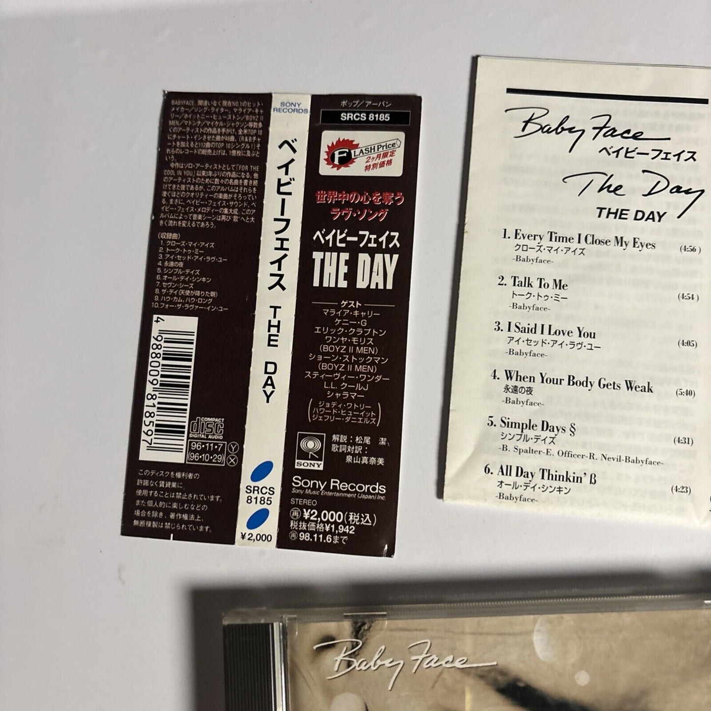 Babyface – The Day (CD, 1996) srcs-8185 Japan obi