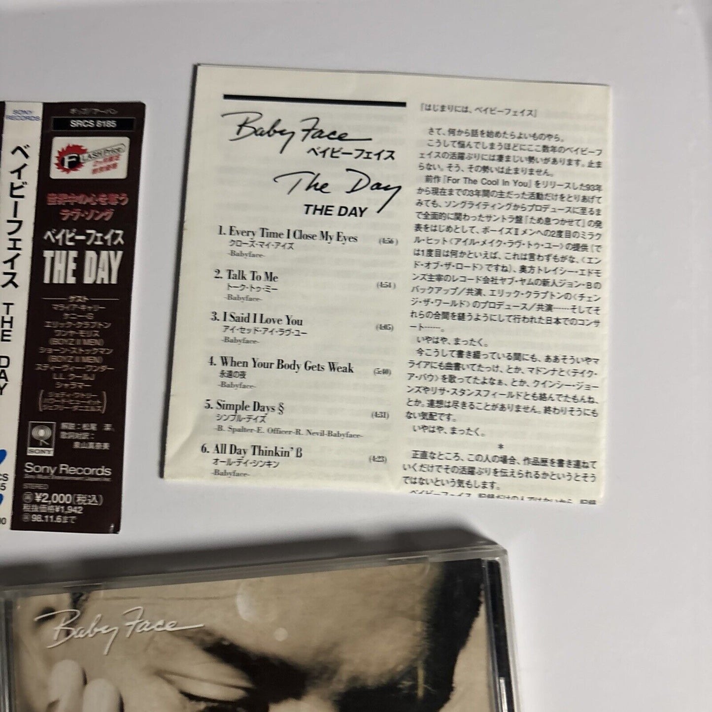 Babyface – The Day (CD, 1996) srcs-8185 Japan obi
