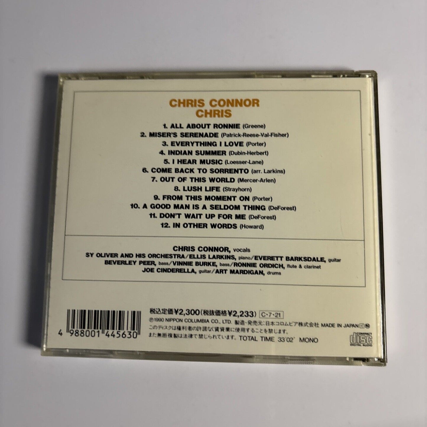 Chris Connor – Chris (CD, 1995) cocy-6491 Japan