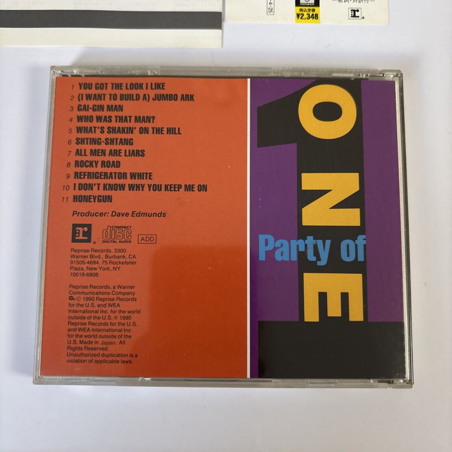 Nick Lowe – Party Of One (CD, 1990) wpcp-3432 Japan obi