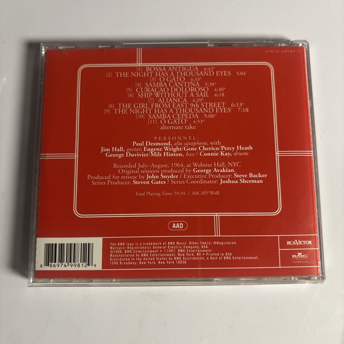 Paul Desmond Featuring Jim Hall – Bossa Antigua (CD, 1999)