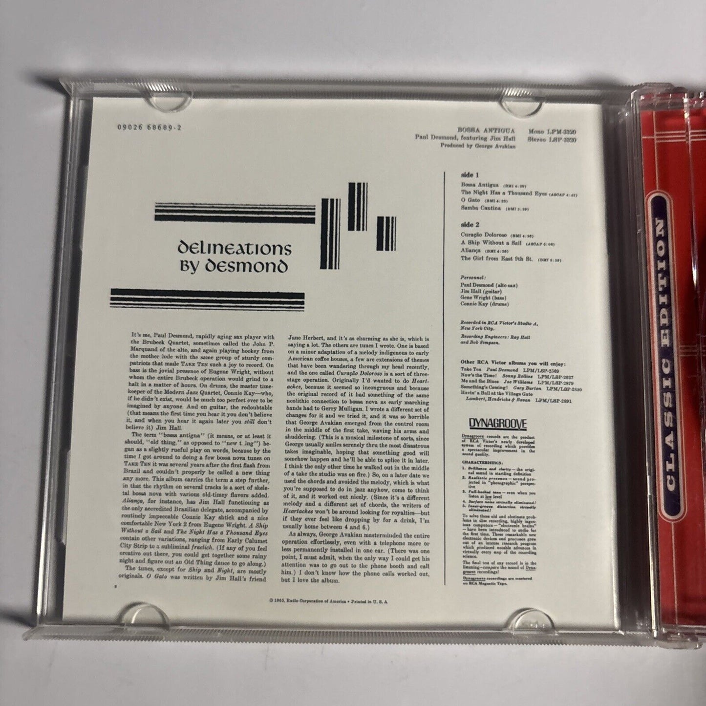Paul Desmond Featuring Jim Hall – Bossa Antigua (CD, 1999)