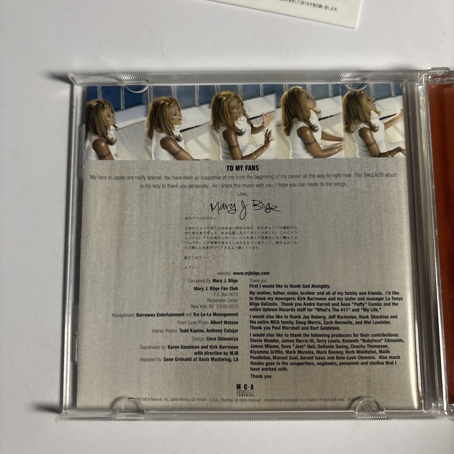 Mary J. Blige – Ballads (CD, 2000) uicc-1009 Japan
