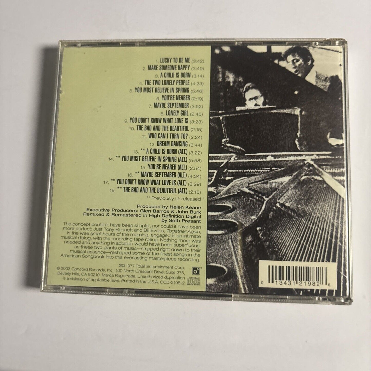 Tony Bennett & Bill Evans – Together Again (CD, 2003) CCD-2198-2