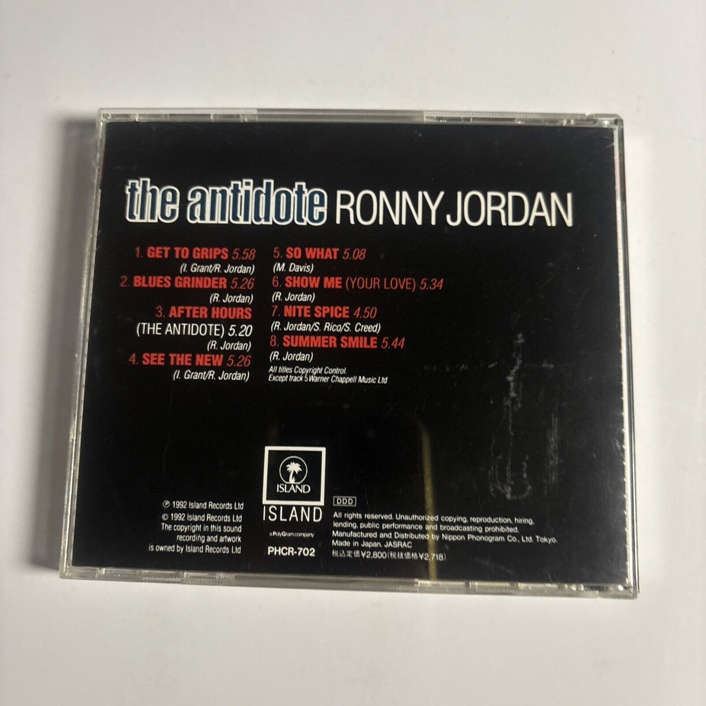 Ronny Jordan – The Antidote (CD, 1992) phcr-702 Japan