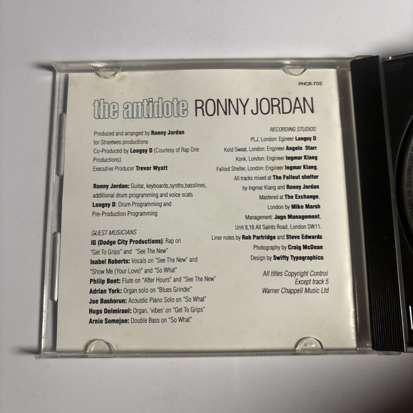 Ronny Jordan – The Antidote (CD, 1992) phcr-702 Japan