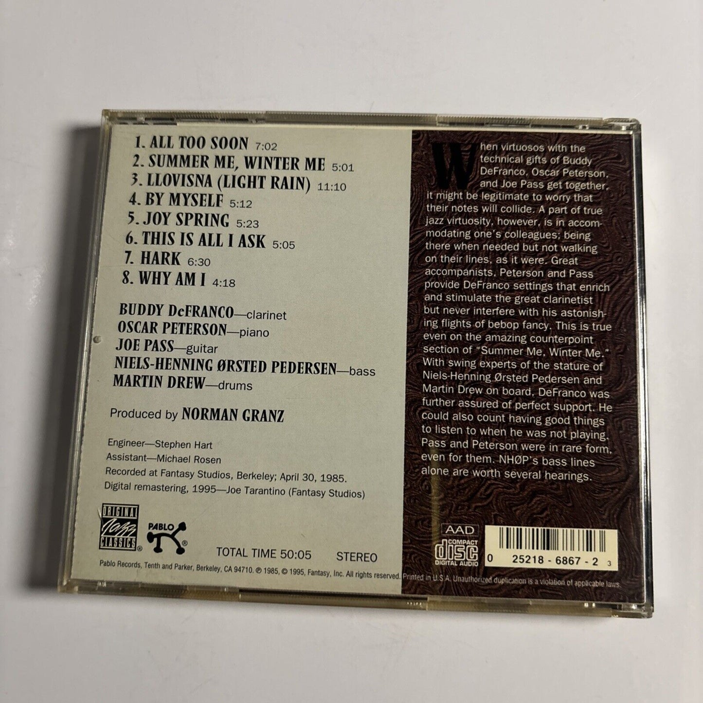 Buddy DeFranco Meets The Oscar Peterson Quartet – Hark (CD, 1995)