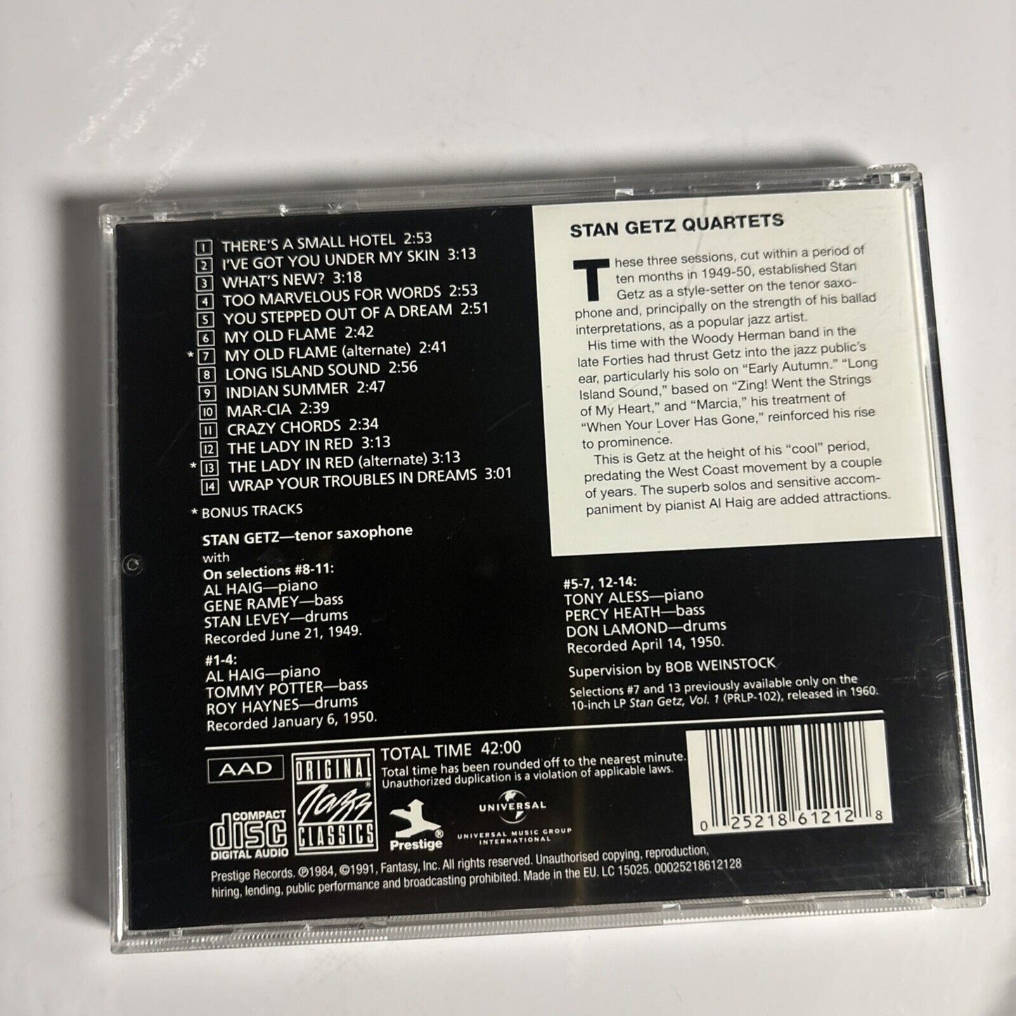 Stan Getz – Stan Getz Quartets (CD, 1955)