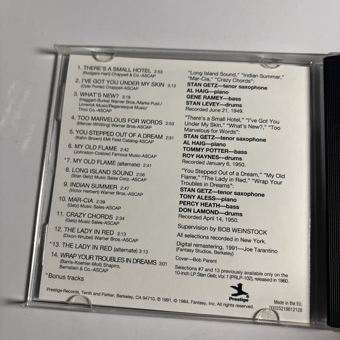 Stan Getz – Stan Getz Quartets (CD, 1955)
