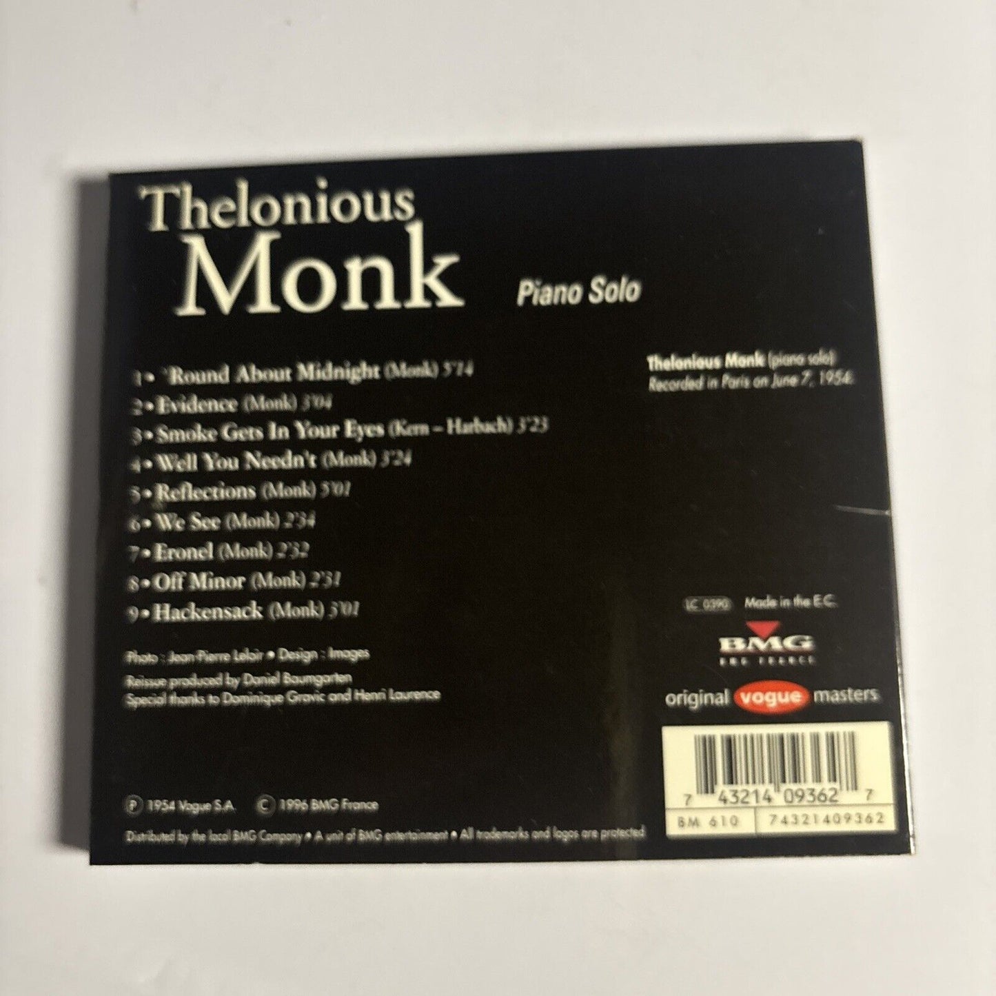 Thelonious Monk – Piano Solo (1996, digipak, CD)