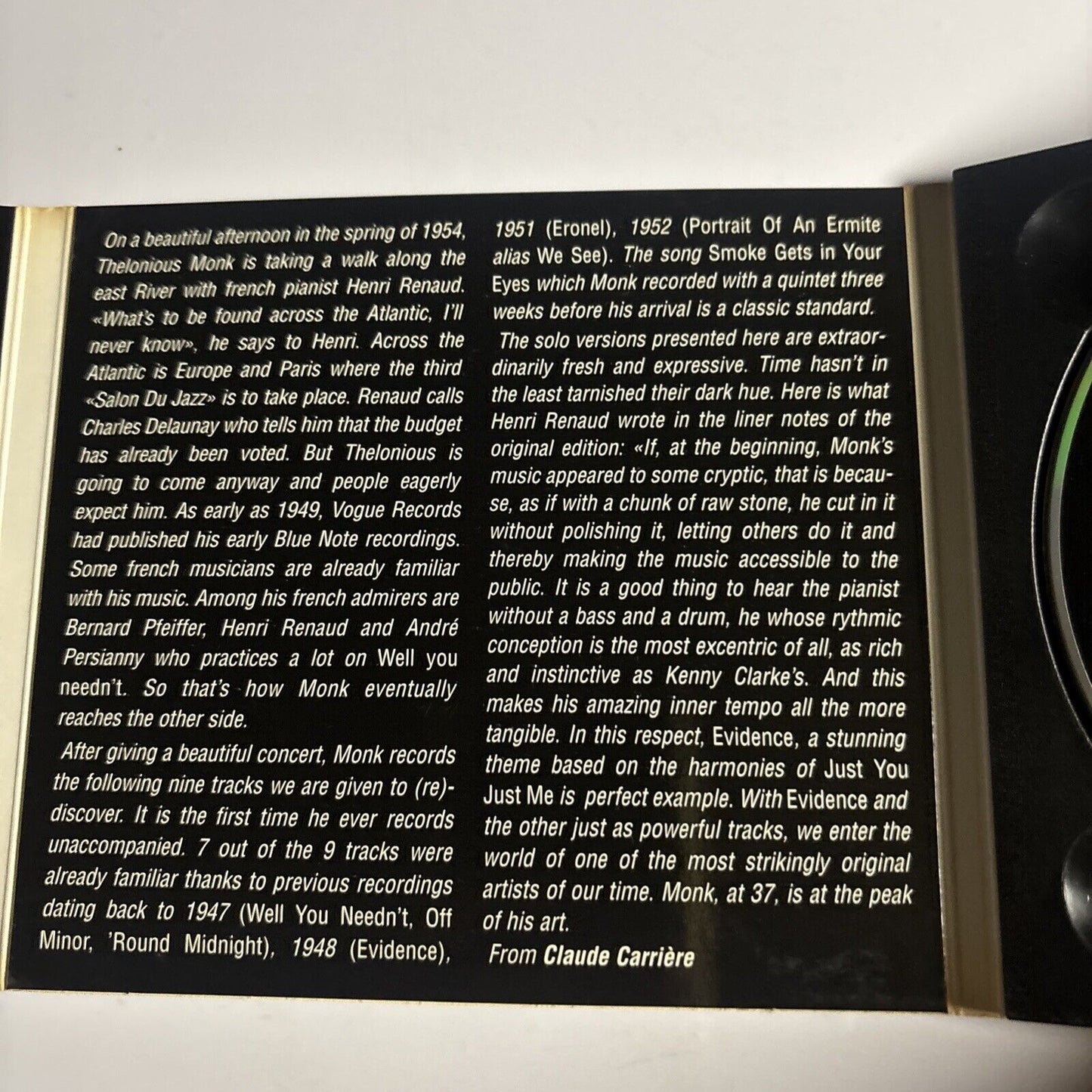 Thelonious Monk – Piano Solo (1996, digipak, CD)