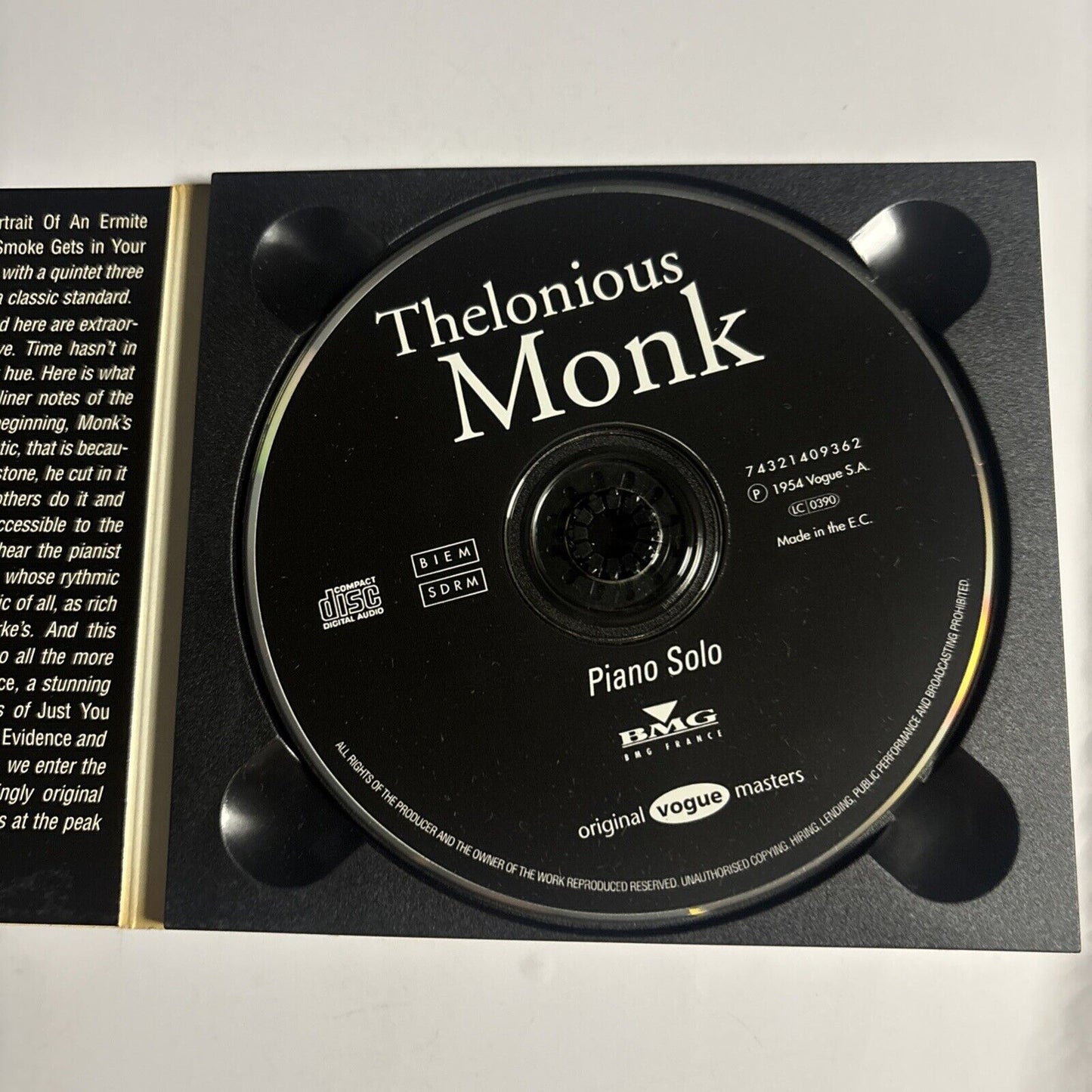 Thelonious Monk – Piano Solo (1996, digipak, CD)