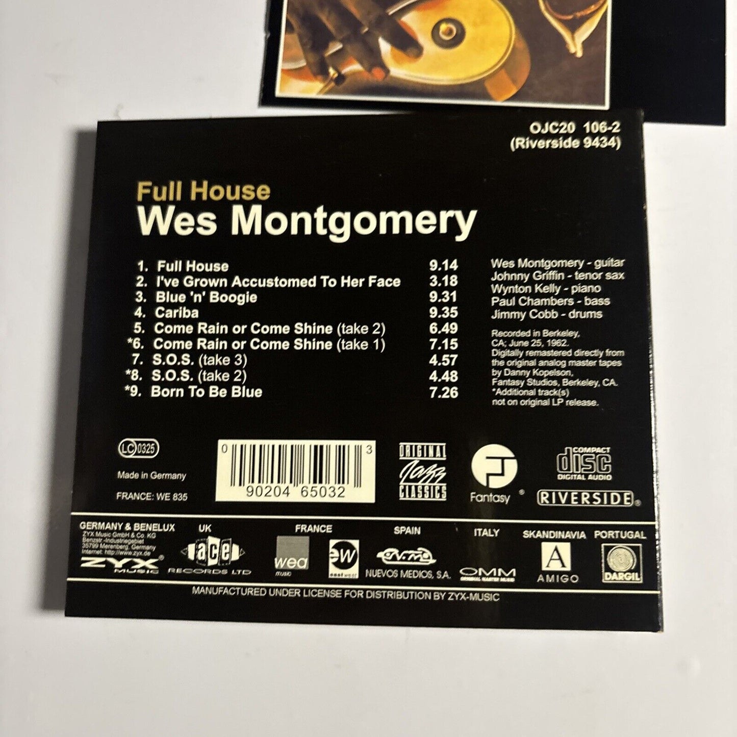 Wes Montgomery – Full House (CD, 1962) OJC20 106-2  Digipak