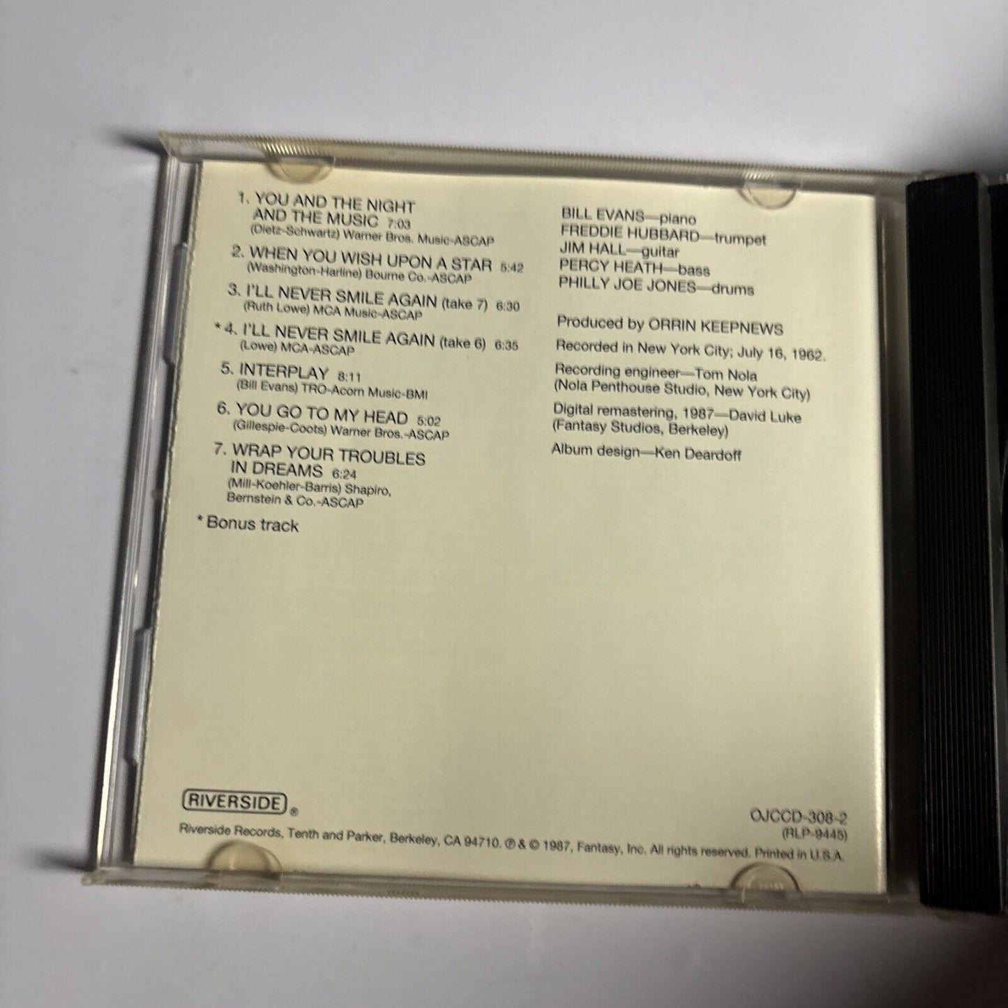 Bill Evans Quintet – Interplay (CD, 1962) OJCCD-308-2