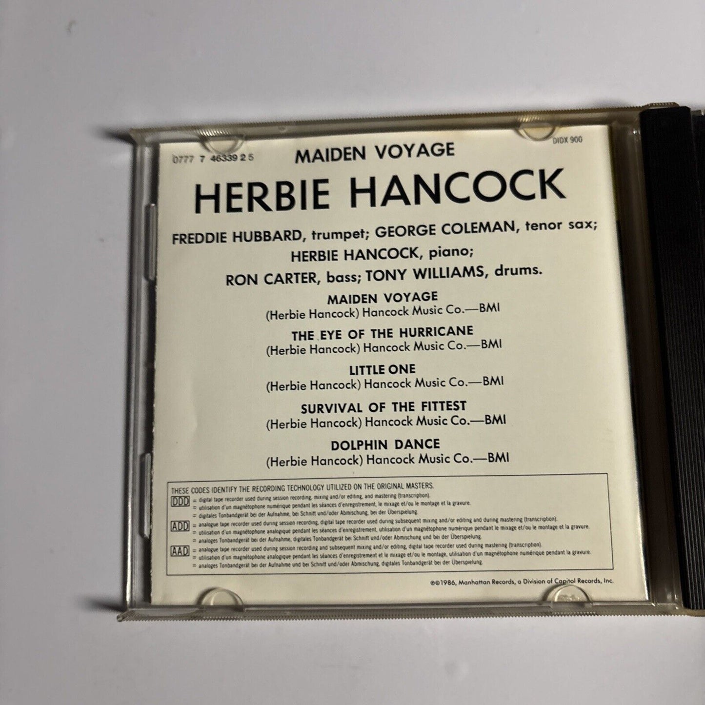 Herbie Hancock – Maiden Voyage (CD, 1986)