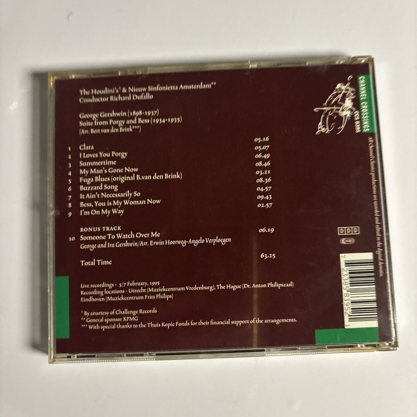 Gershwin: Porgy & Bess Suite / Houdini's, Nieuw Sinfonietta (CD, 1995) ccs-8395