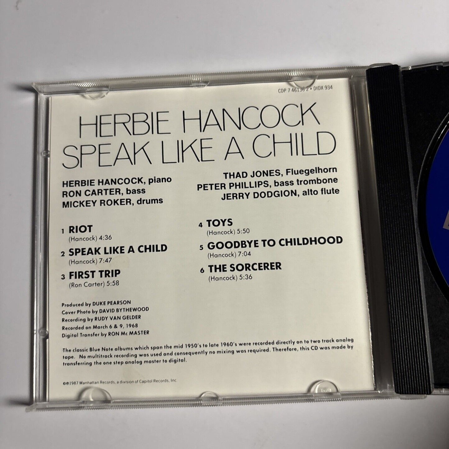Herbie Hancock – Speak Like A Child (CD, 1987) CDP 7 46136 2