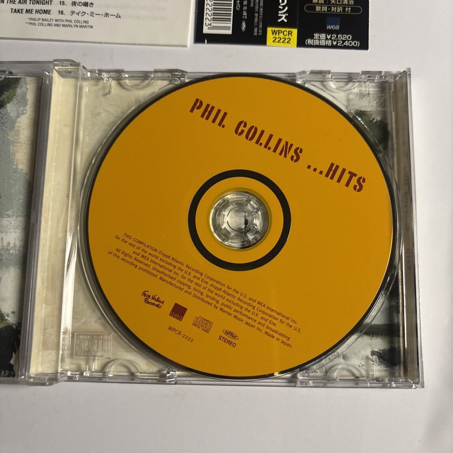 Phil Collins – ...Hits (CD, 1998) wpcr-2222 Japan obi