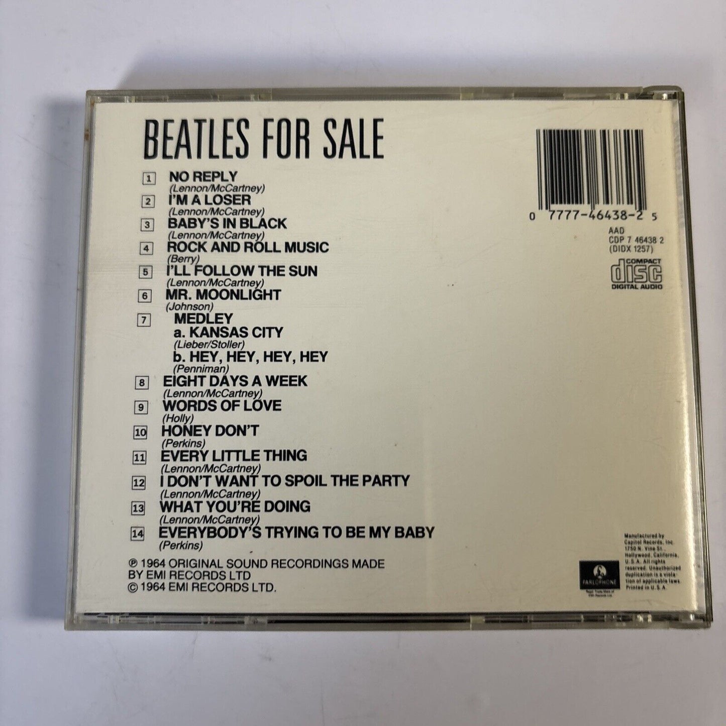 The Beatles – Beatles For Sale (CD, 1964) CDP 7 46438 2