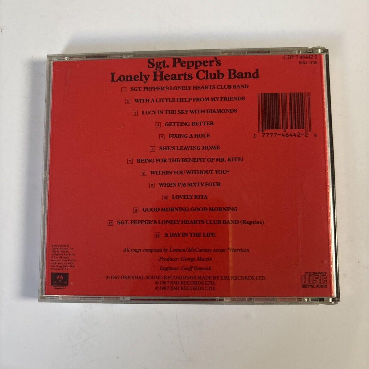 The Beatles – Sgt. Pepper's Lonely Hearts Club Band (CD, 1987) CDP 7 46442 2