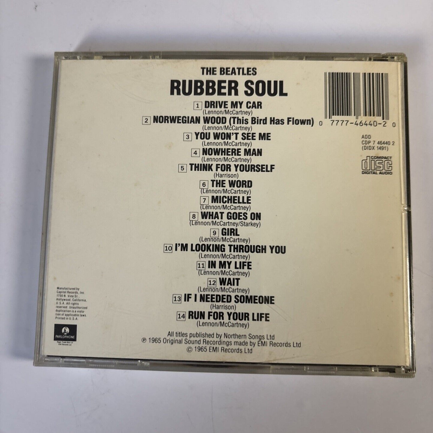 The Beatles – Rubber Soul (CD, 1965) CDP 7 46440 2