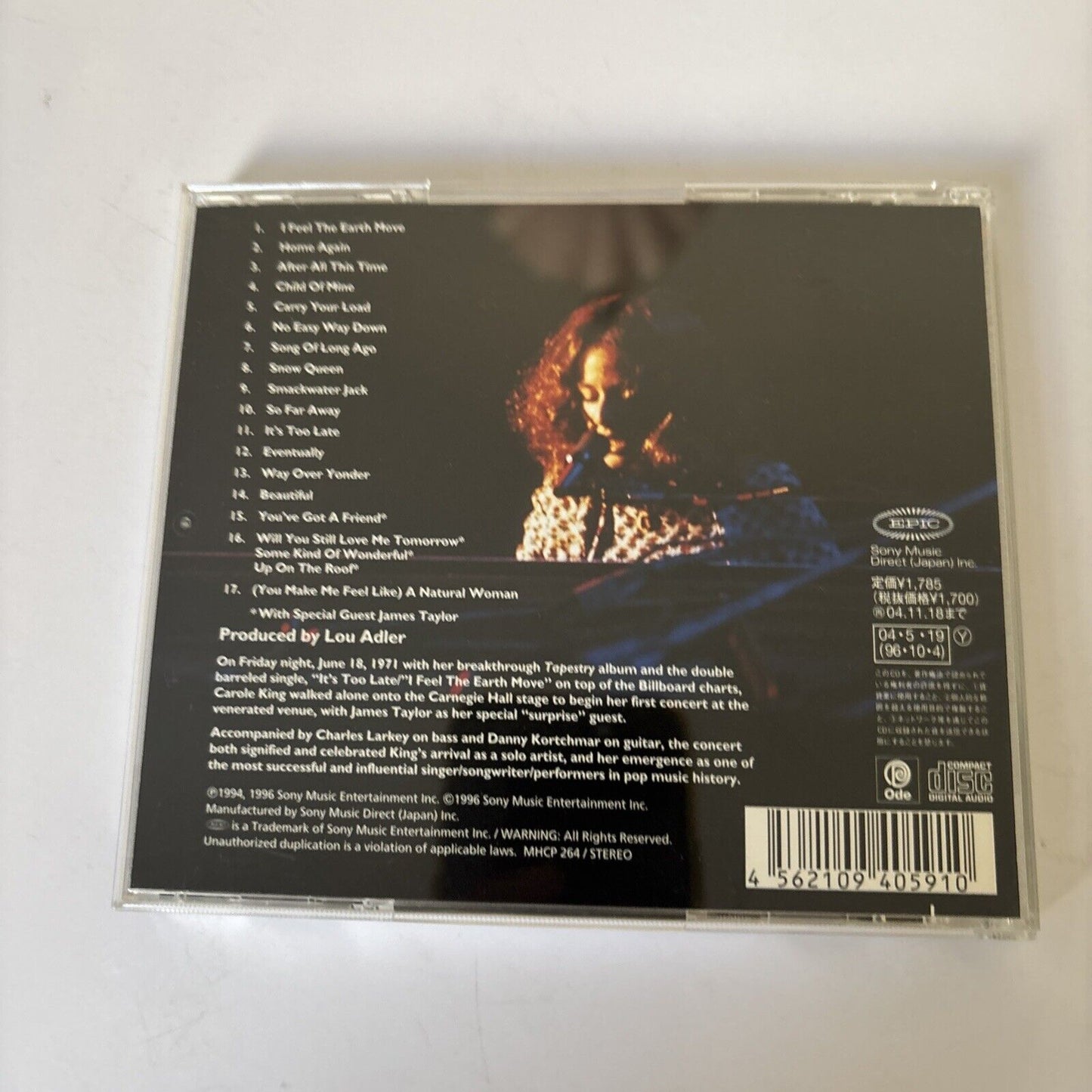 Carole King – The Carnegie Hall Concert (CD, 2004) mhcp-264 Japan