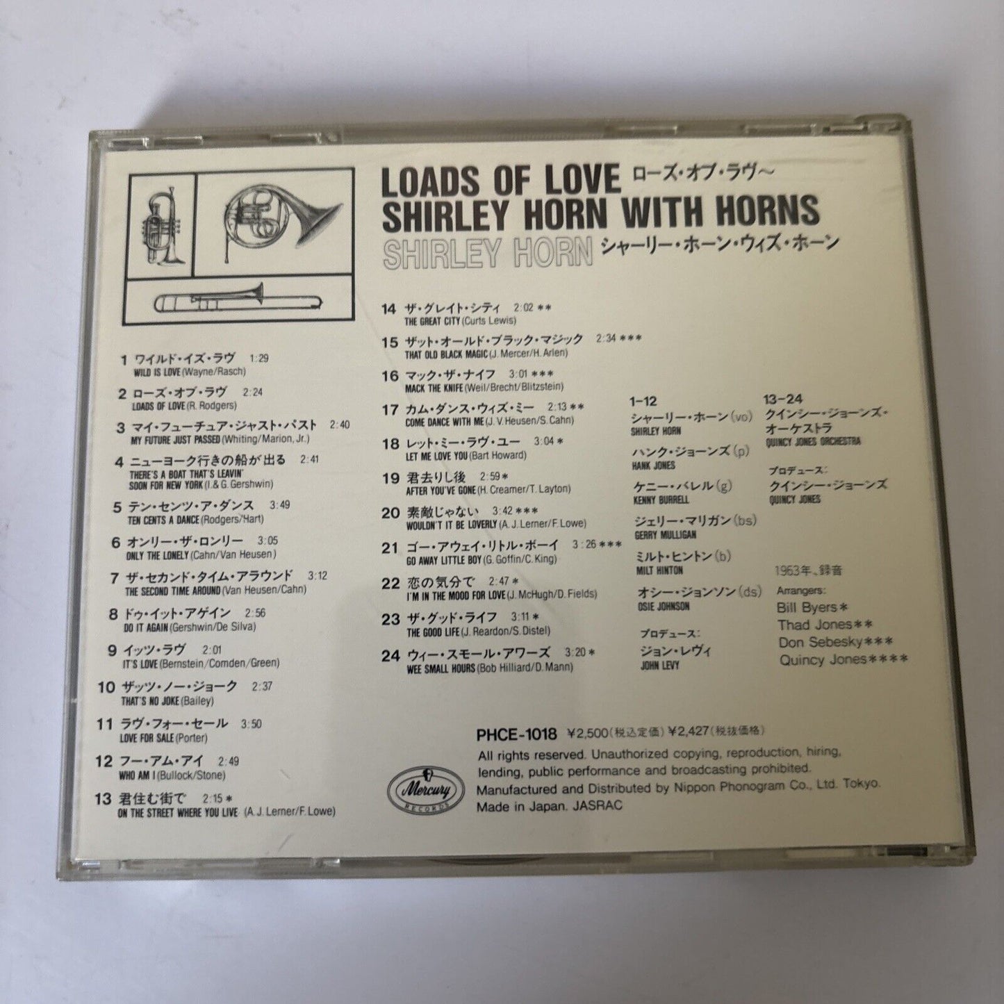Shirley Horn – Loads Of Love + Shirley Horn With Horns (CD 1990) phce-1018 Japan