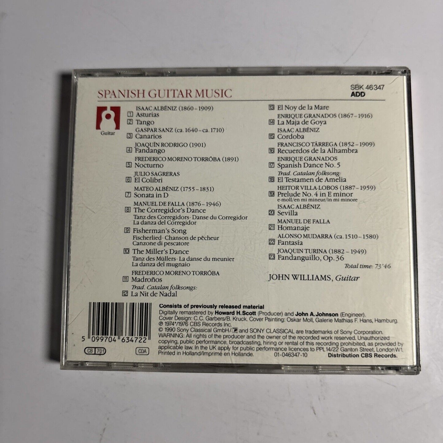 John Williams – Spanish Guitar Music (CD, 1990) SBK 46347