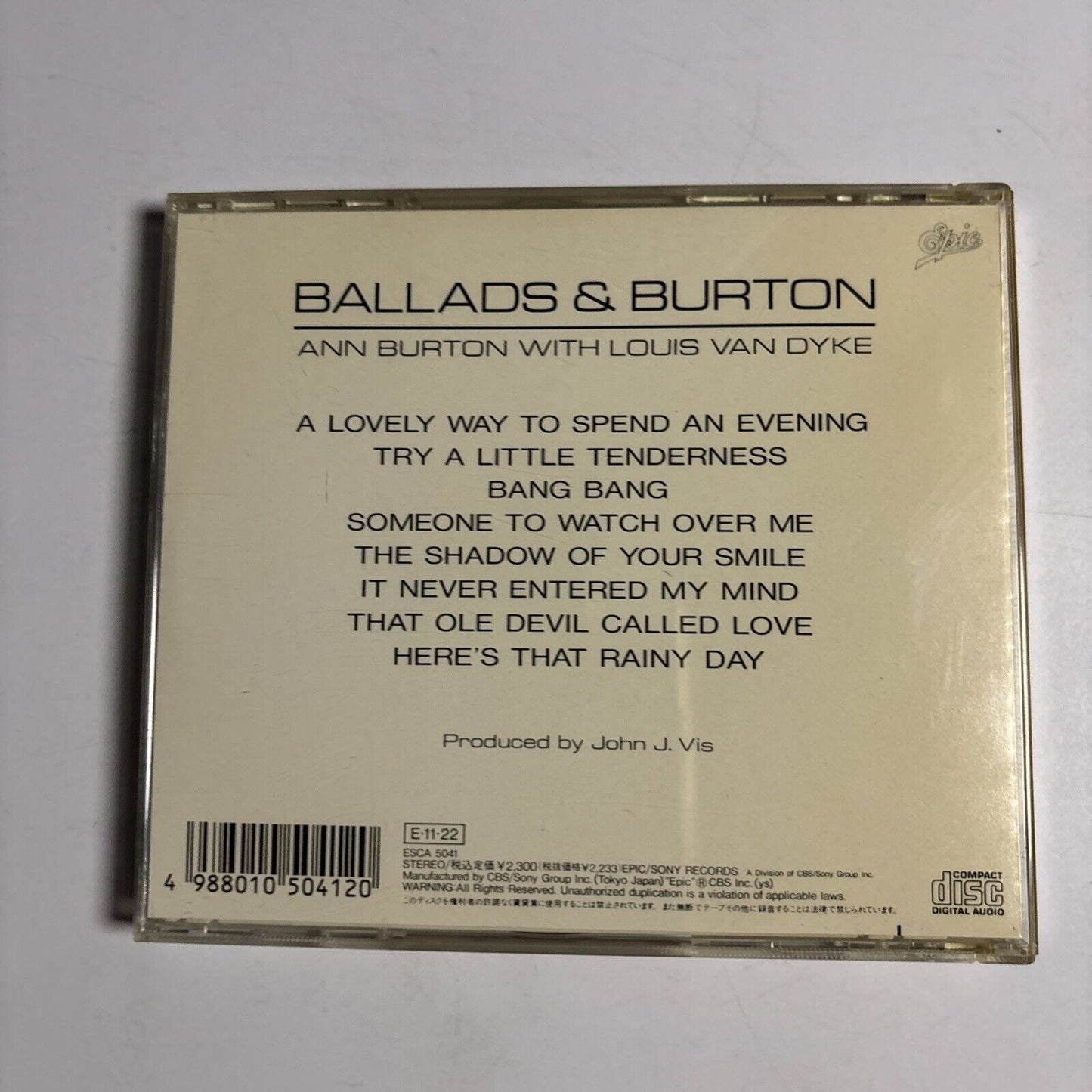 Ann Burton With The Louis Van Dyke Trio � Ballads & Burton (CD, 1989) Japan