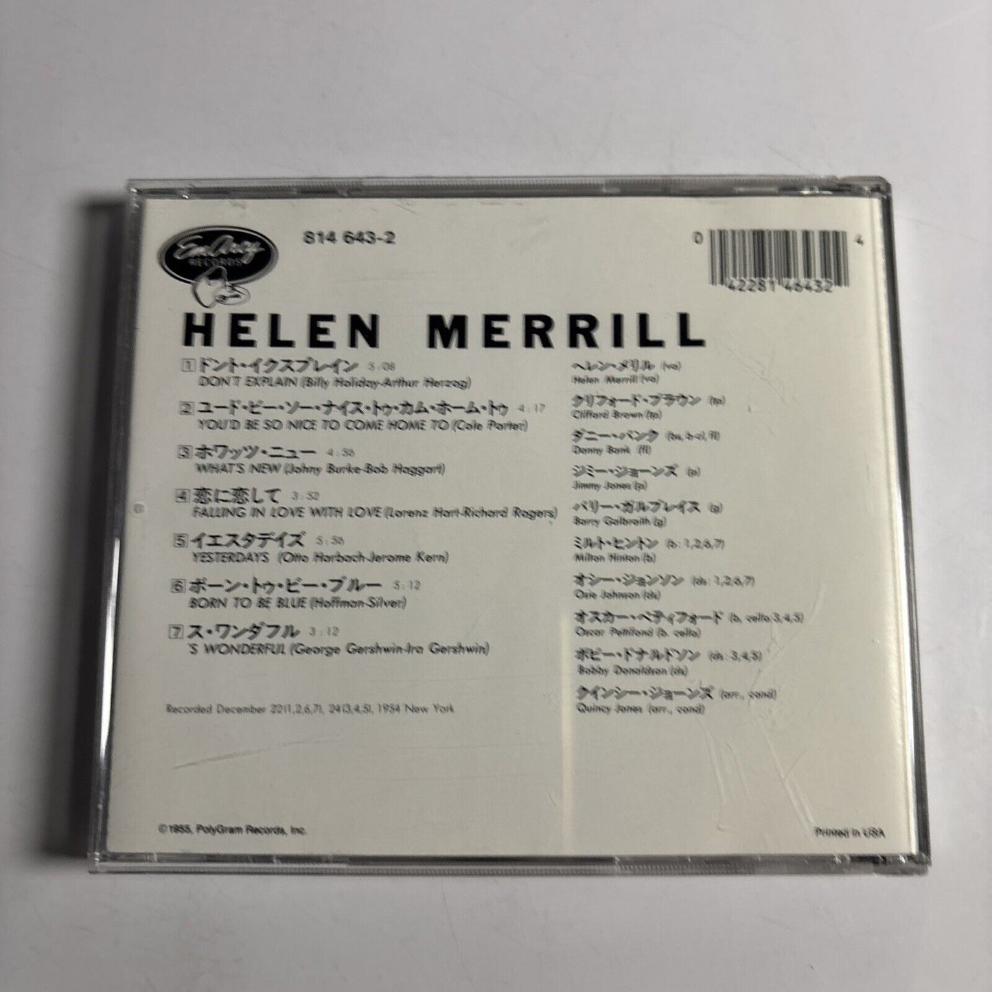 Helen Merrill – Helen Merrill (CD, 1955) 814 643-2