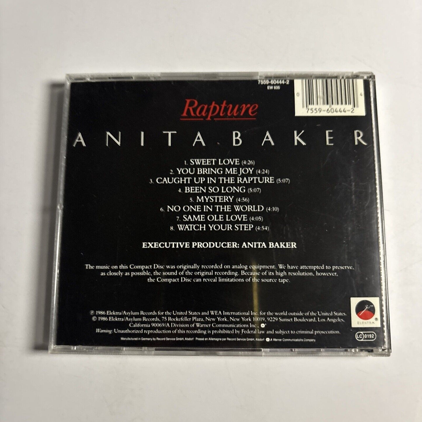 Anita Baker – Rapture (CD, 1986)