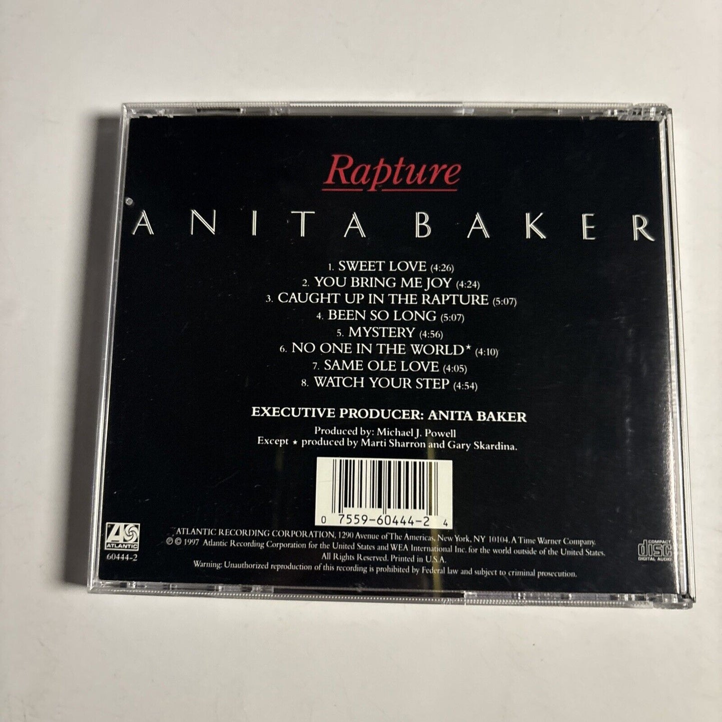 Anita Baker – Rapture (CD, 1986) 60444-2