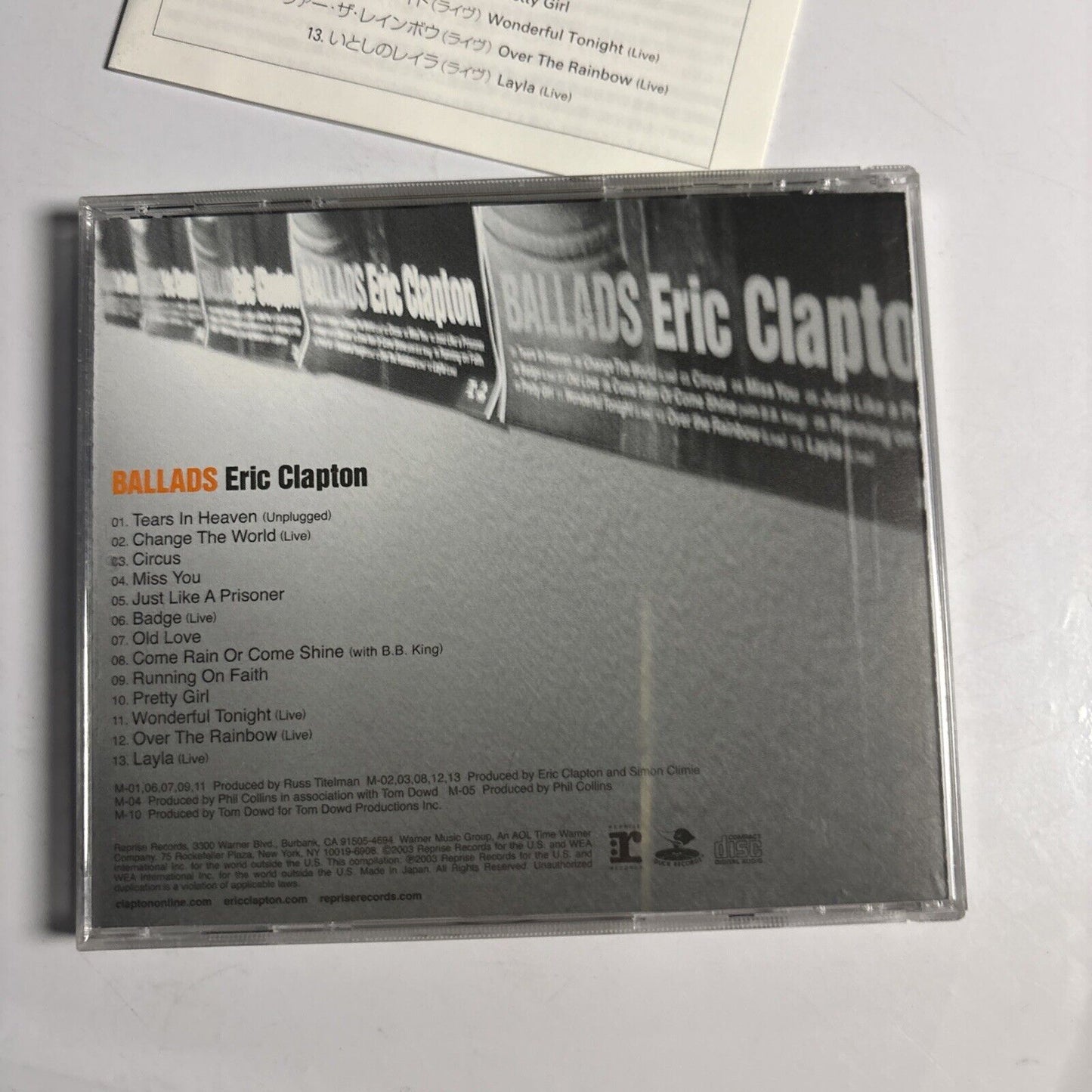 Eric Clapton – Ballads (CD, 2003) wpcr-11760 Japan