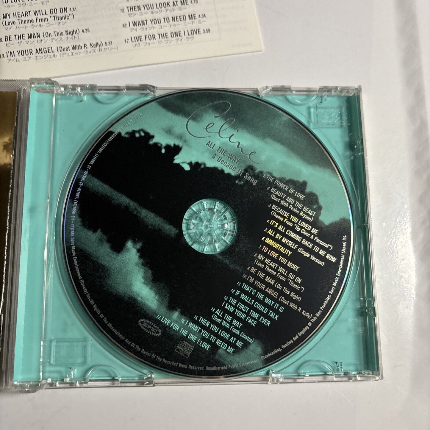 Celine Dion – All The Way... A Decade Of Song (CD, 1999) esca-8070  Japan