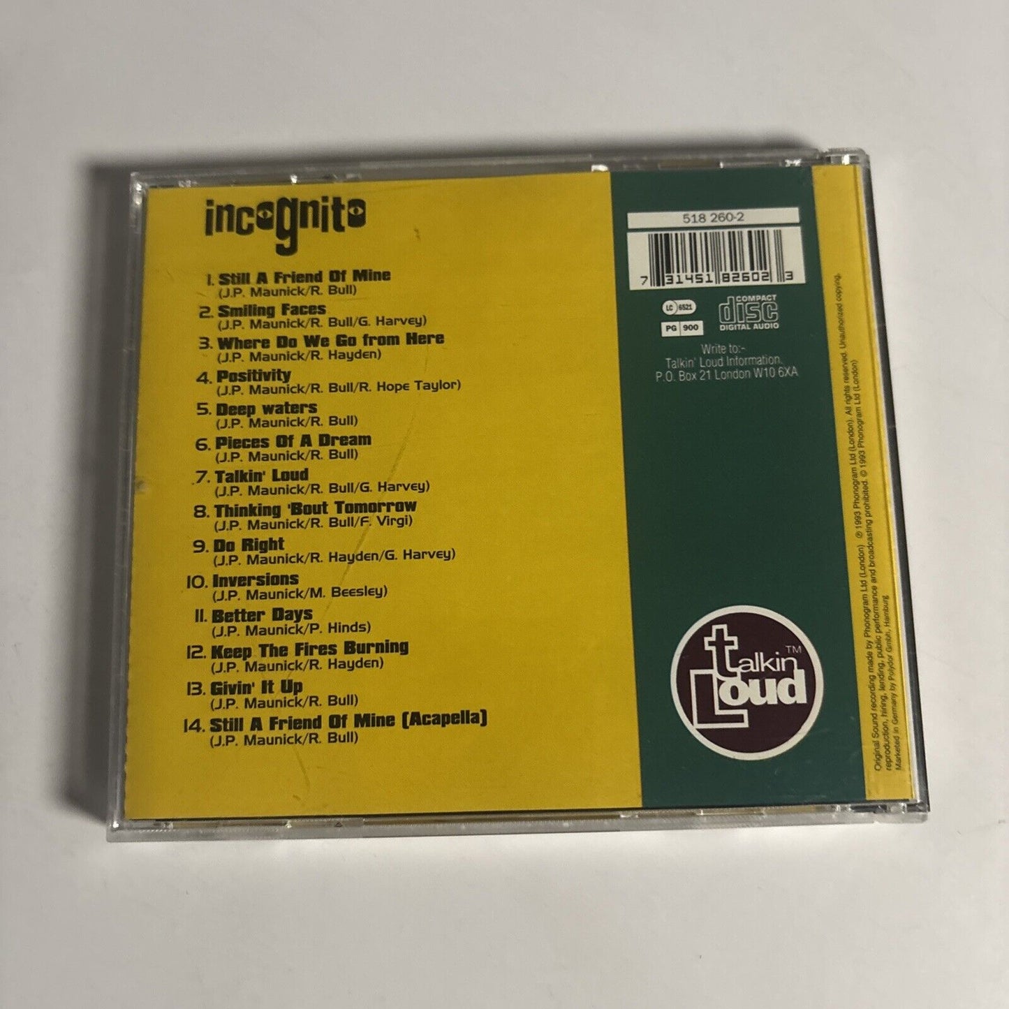 Incognito – Positivity (CD, 1993) 518 260-2