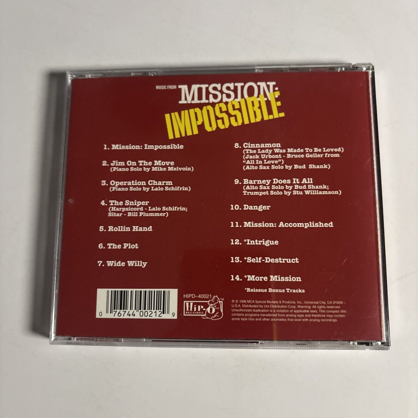 Lalo Schifrin – Music From Mission: Impossible (CD, 1996) HIPD-40021