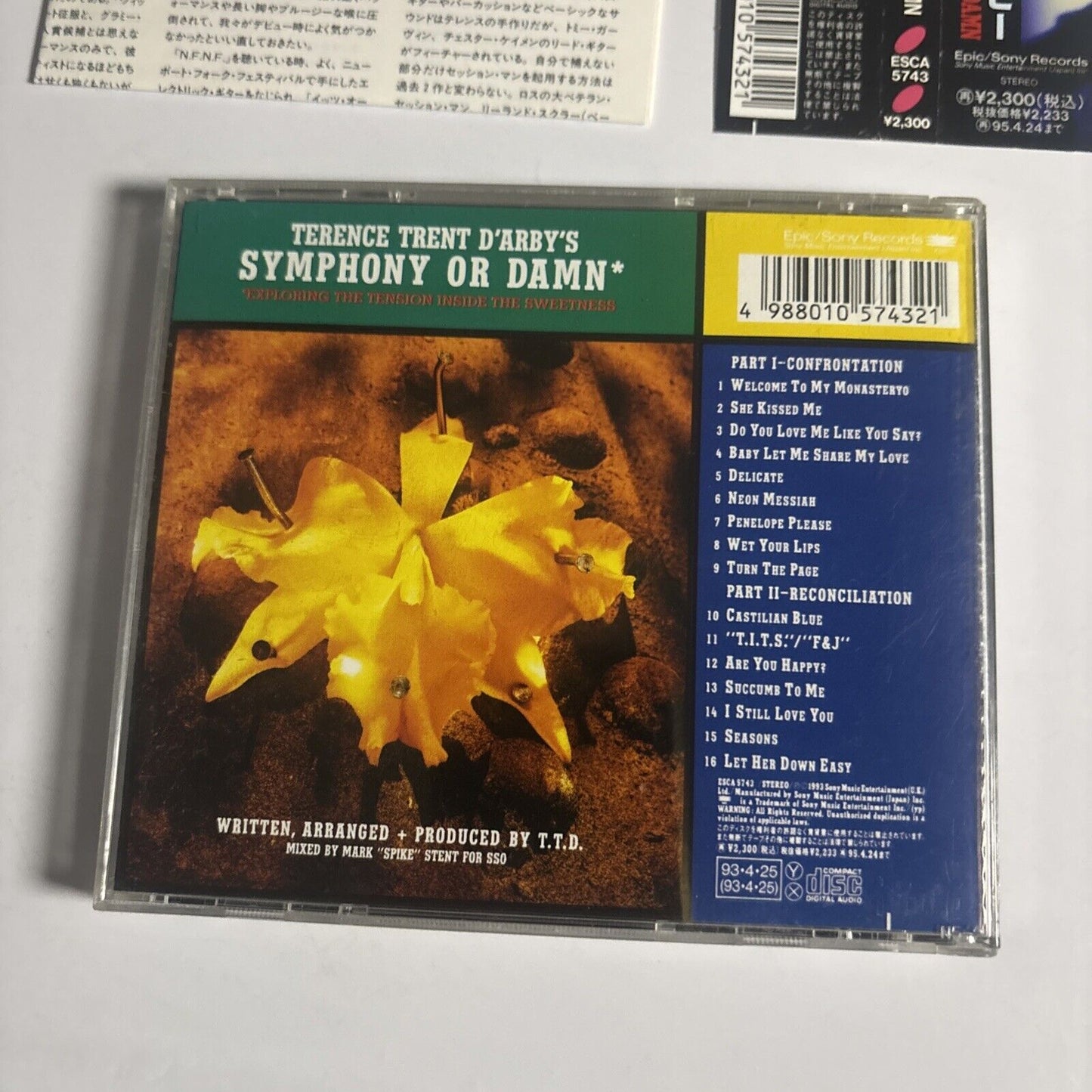 Terence Trent D'Arby – Symphony Or Damn (CD, 1993) esca-5743 Japan obi