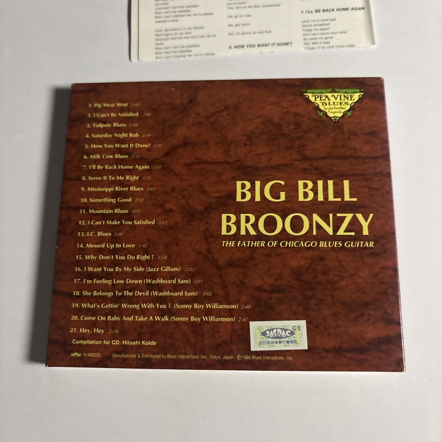 Big Bill Broonzy – The Father of Chicago Blues Guitar (CD, 1994) Japan Digipak