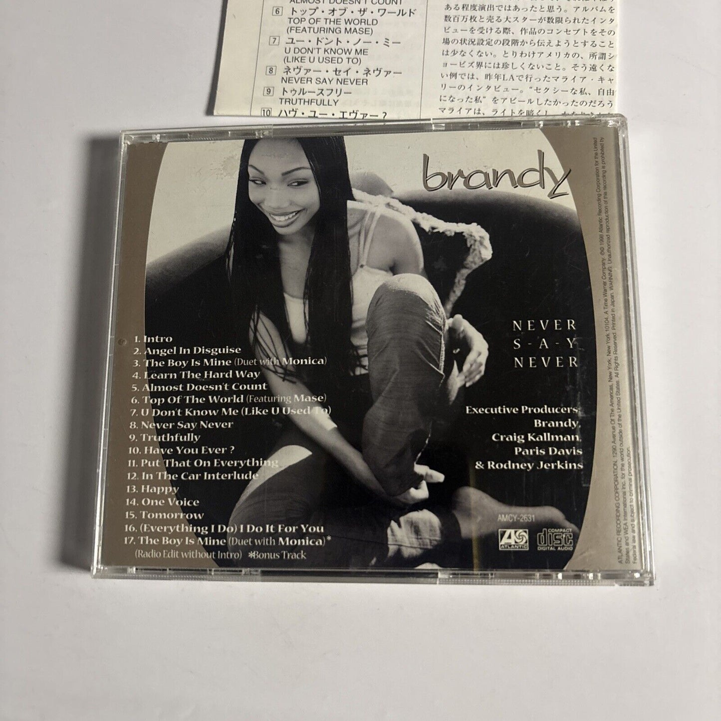 Brandy ー Never Say Never (CD, 1998) amcy-2631 Japan Bonus Track