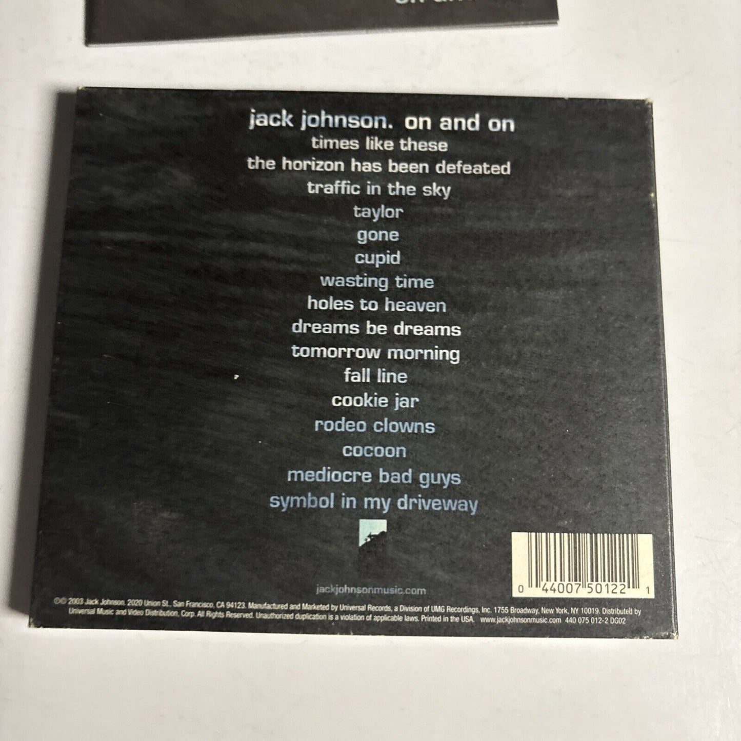 Jack Johnson – On And On (CD, 2003)   Digipak