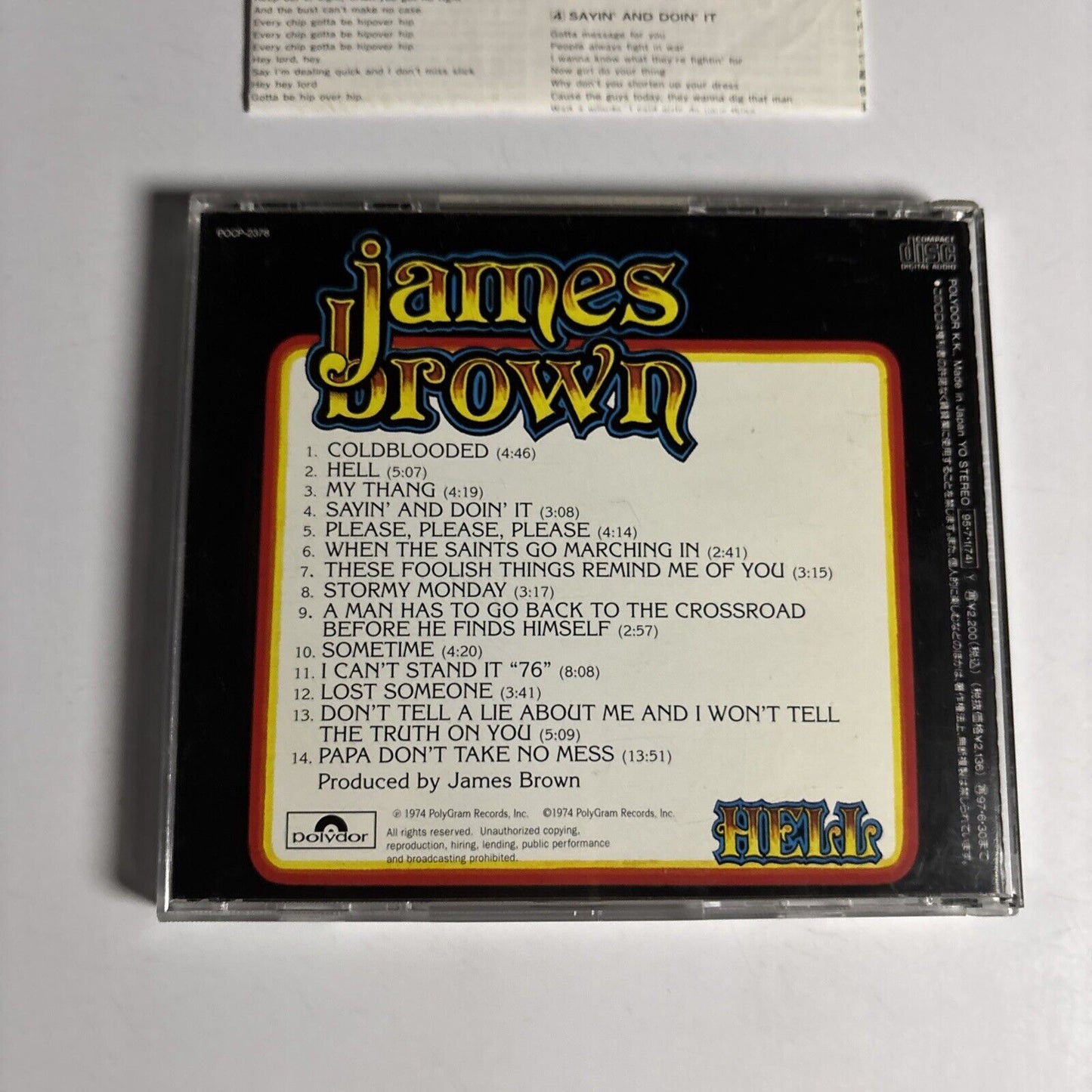 James Brown – Hell (CD, 1995) pocp-2378 Japan