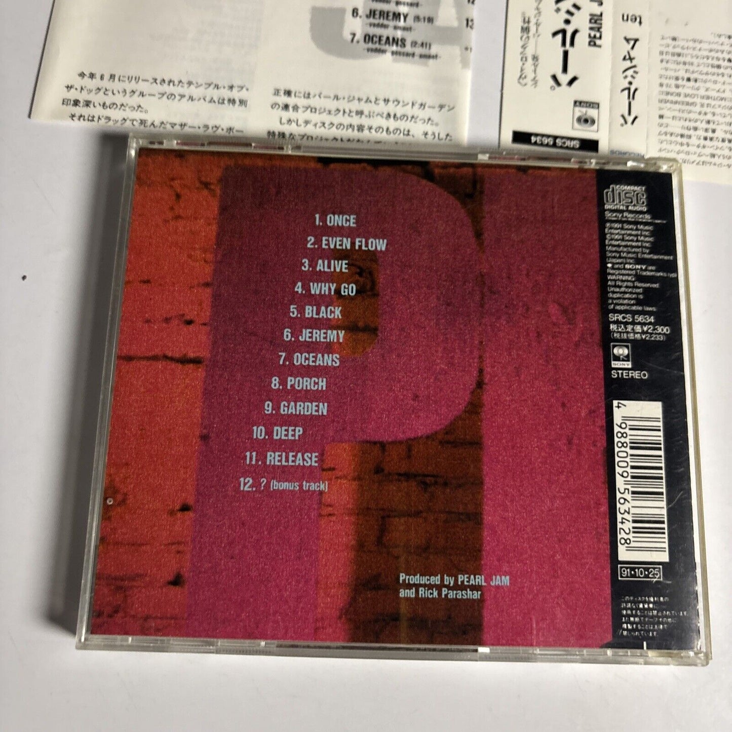 Pearl Jam – Ten (CD, 1991) srcs-5634 Japan obi