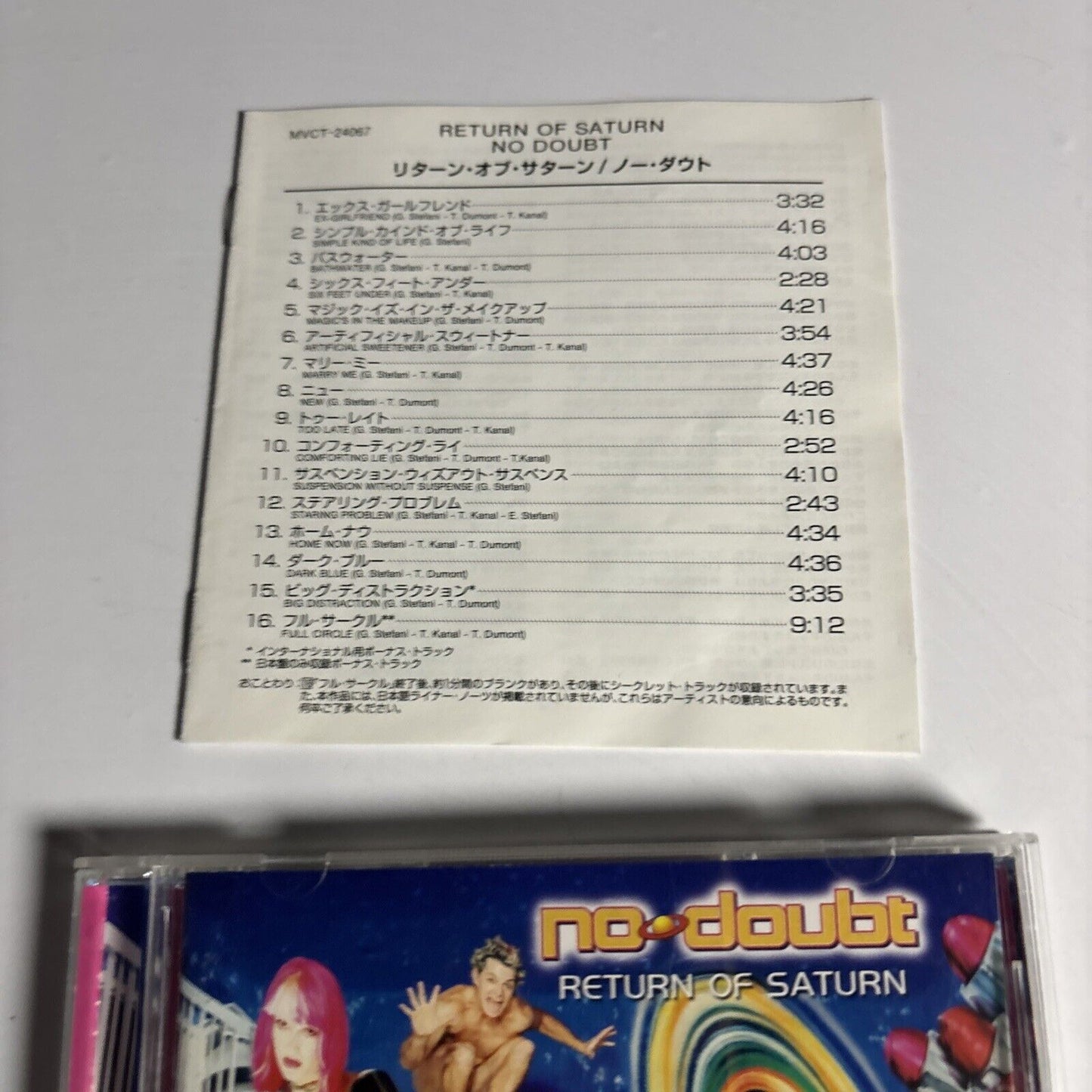 No Doubt – Return Of Saturn (CD, 2000) mvct-24067 Japan Bonus Track