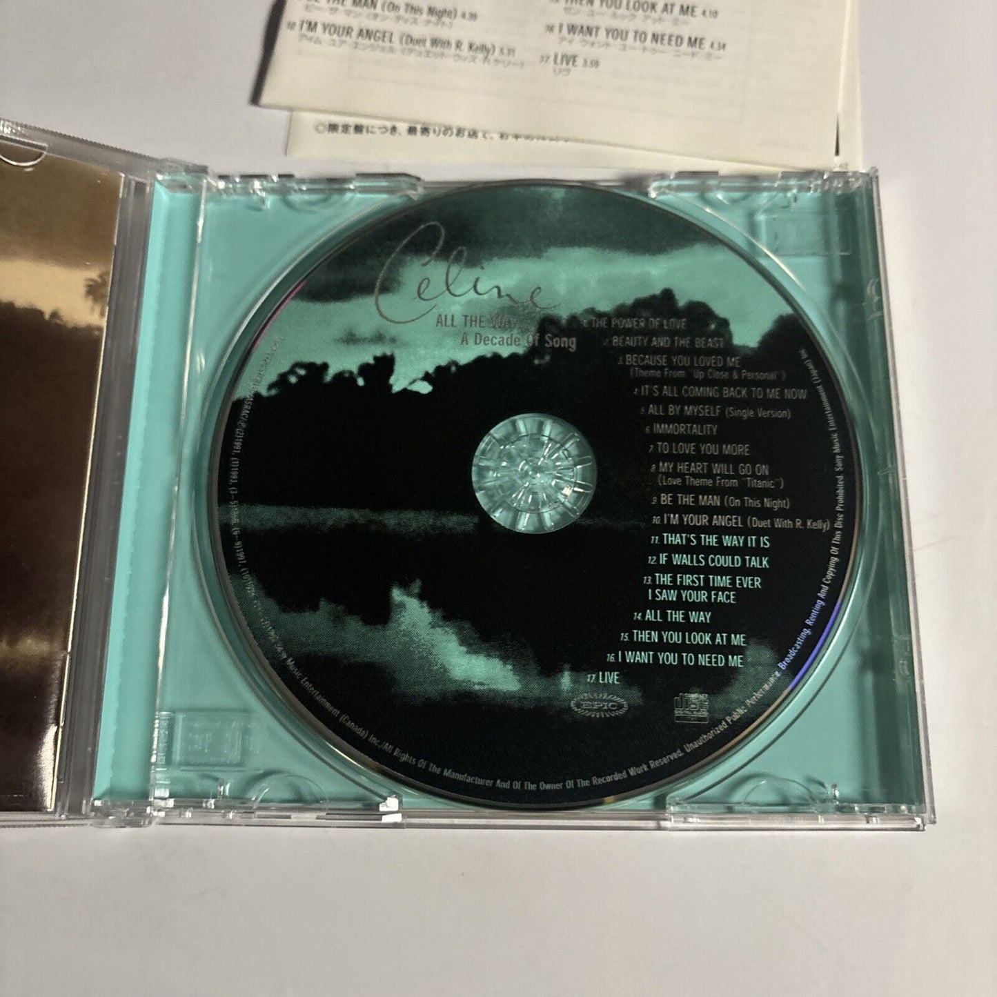 Celine Dion – All The Way... A Decade Of Song (CD, 1999) esca-8070 Japan